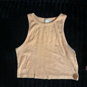 H&M Ribbed Crop Tank Top - Light Beige